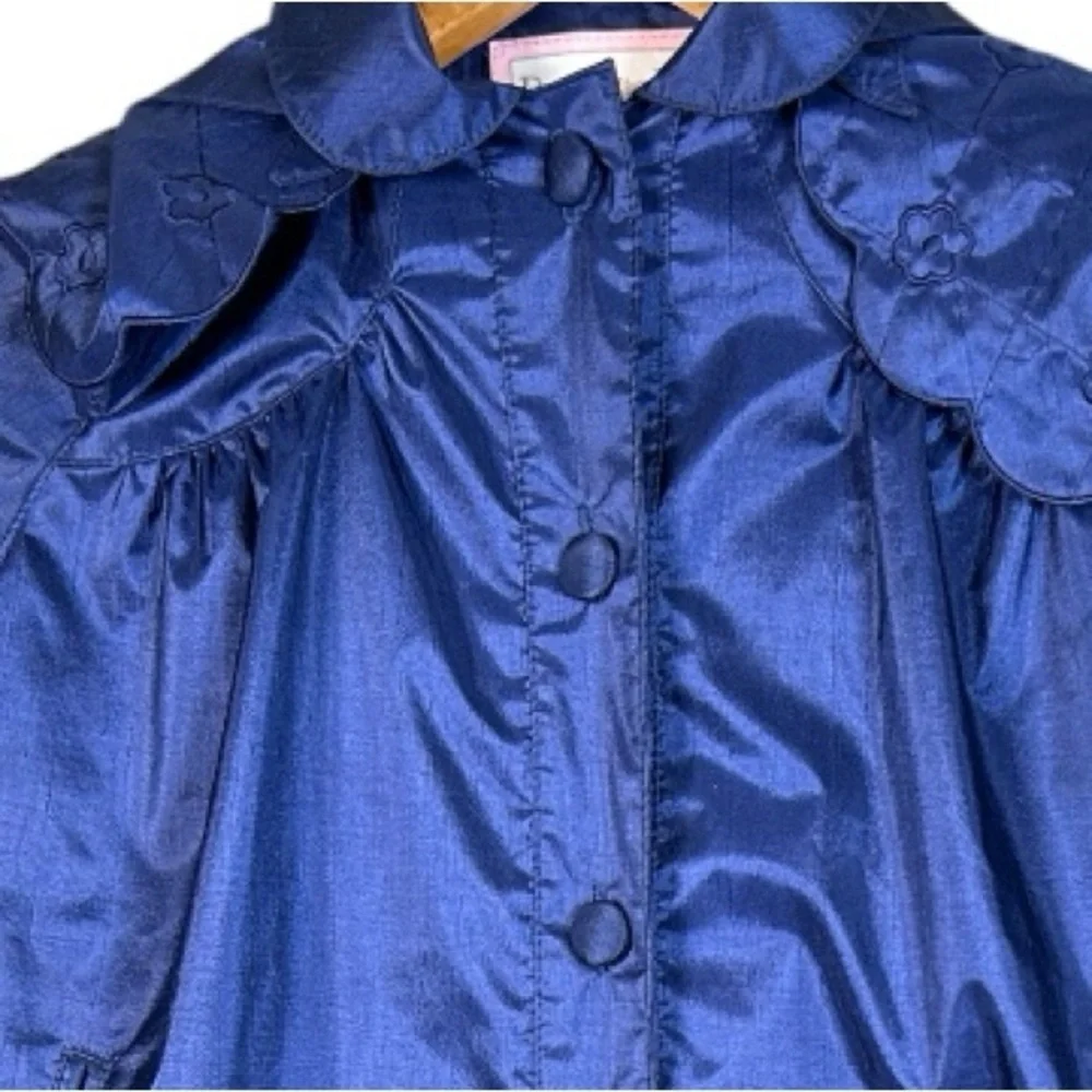 Vintage Rothschild Hooded Jacket for Young Girl. Embroidered Trim Sz 6 blue navy
